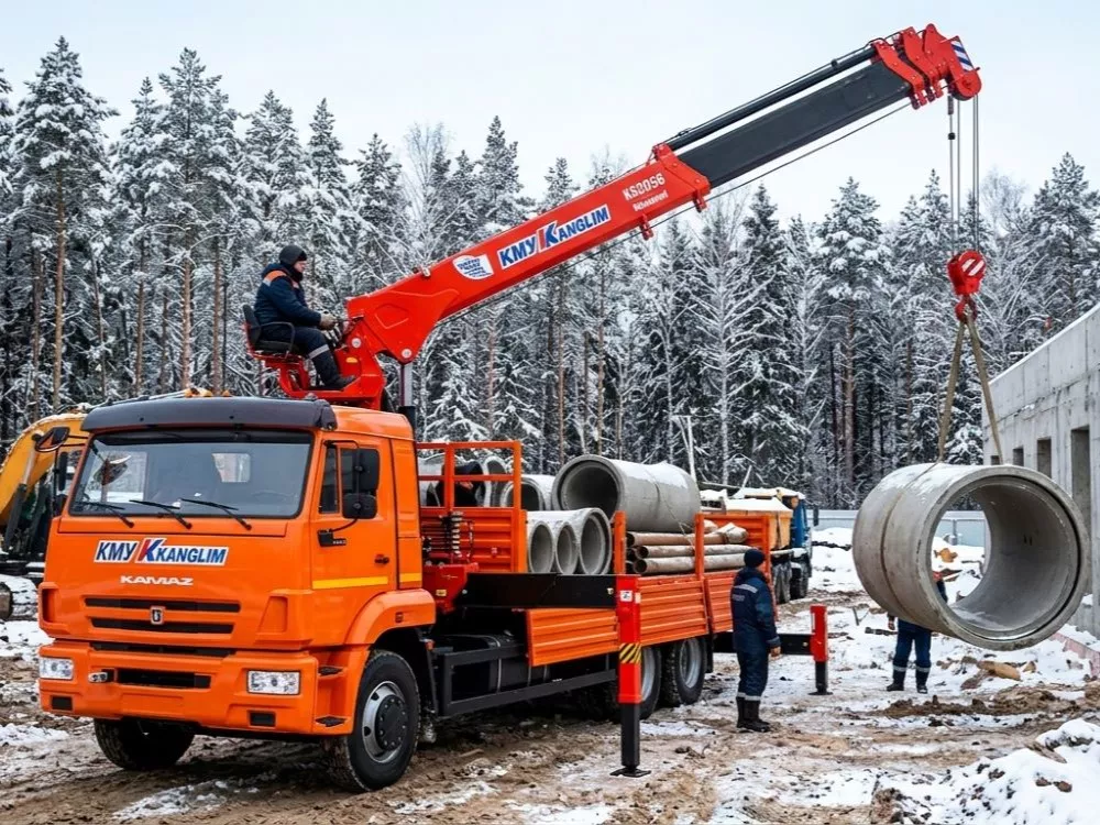 Манипулятор КМУ KANGLIM на шасси КамАЗ 12 тонн